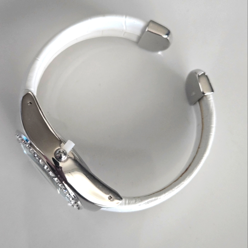 Avon Sunflower Dragonfly Silver Tone Rhinestone Watch NWOT Floral Bracelet Watch - Picture 7 of 13